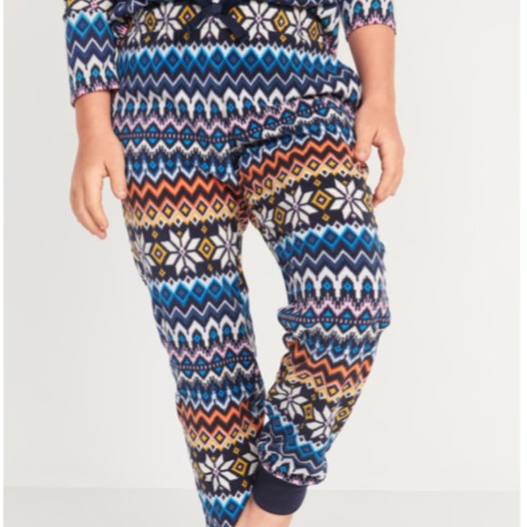 OLD NAVY Girls Kids Printed Microfleece Pajama Jogger Pants Fair Isle Boho - Picture 1 of 2